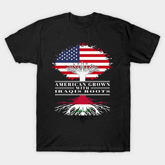 American Grown With Iraqis Roots Us Iraq Flag Tree T-Shirt by BramCrye